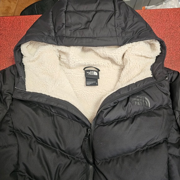 The North Face Down Sherpa Puffer Jacket Womens XL Black Hooded Lined 550 Winter - Picture 6 of 11